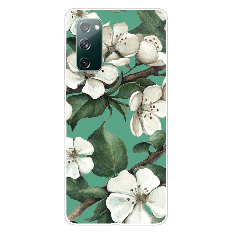 Samsung Galaxy S20 FE Cover Weiße Blumen Gemalt