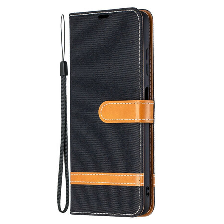 Xiaomi Poco X3 Stoff und Lederoptik Tasche mit Riemen