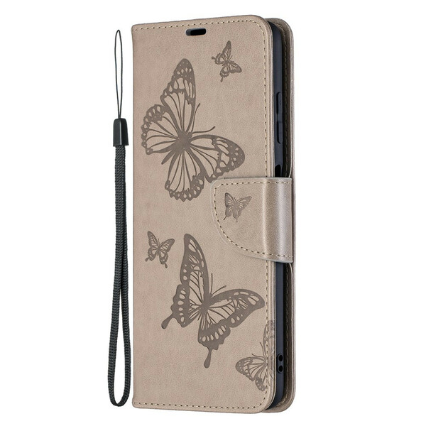 Xiaomi Poco X3 Tasche Bedruckte Schmetterlinge mit Riemen