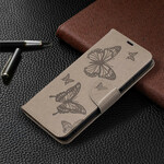 Xiaomi Poco X3 Tasche Gedruckte Schmetterlinge mit Riemen