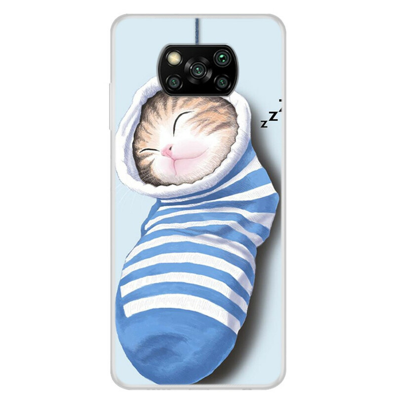 Xiaomi Poco X3 Cover Schlafendes Kätzchen