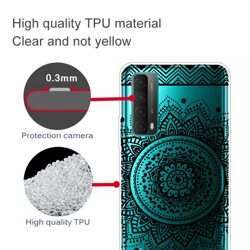 Huawei P Smart 2021 Transparent Blumen Mandala Cover