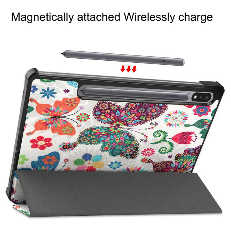 Smart Case Samsung Galaxy Tab S7 Stifthalter Vintage-Blumen