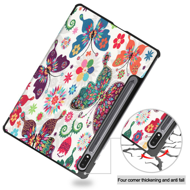 Smart Case Samsung Galaxy Tab S7 Stifthalter Vintage-Blumen