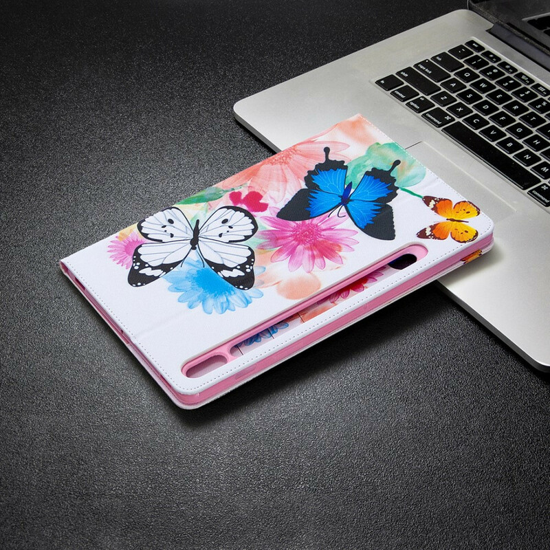 Samsung Galaxy Tab S7 Schmetterlinge Aquarell Tasche
