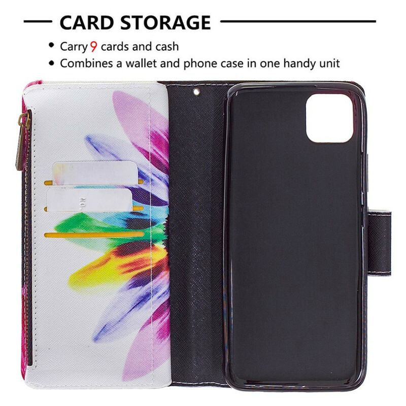 Hülle Realme C11 Tasche mit Reißverschluss Blume