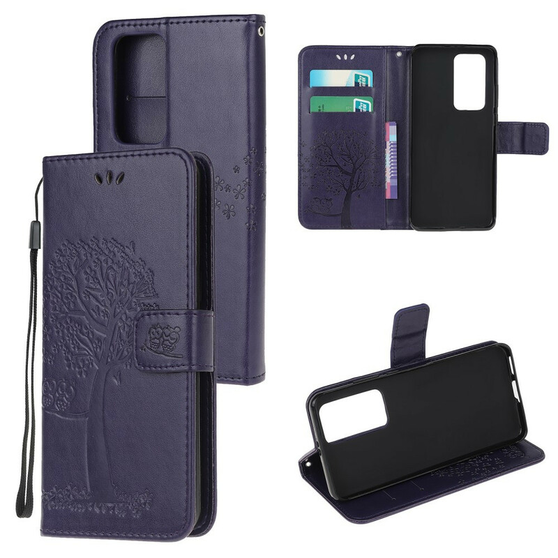 Xiaomi Mi 10T / 10T Pro Tasche Baum und Eulen mit Riemen