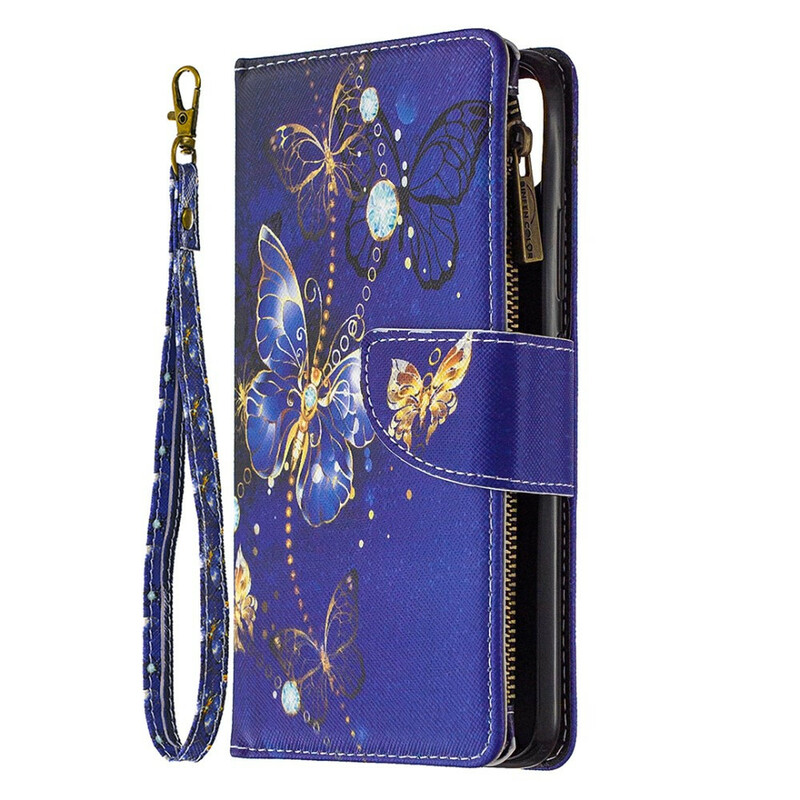 Hülle Realme C11 Tasche mit Reißverschluss Goldene Schmetterlinge