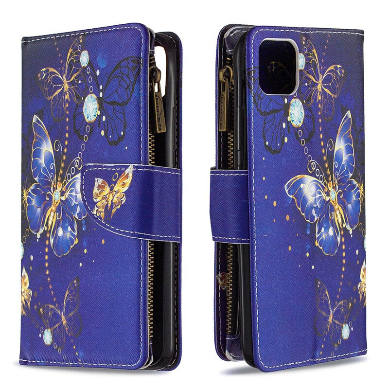 Hülle Realme C11 Tasche mit Reißverschluss Goldene Schmetterlinge