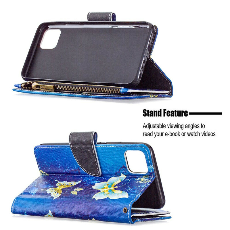 Hülle Realme C11 Tasche mit Reißverschluss Goldene Schmetterlinge