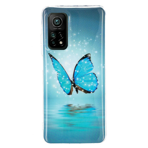Xiaomi Mi 10T / 10T Pro Schmetterling Cover Blau Fluoreszierend