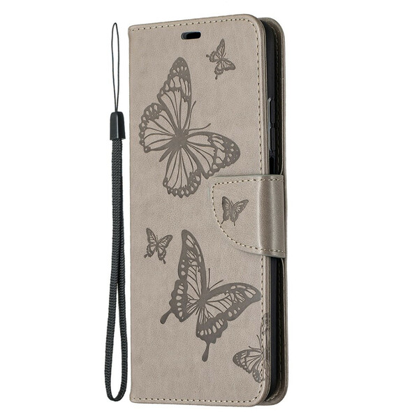 Xiaomi Mi 10T / Mi 10T Pro Tasche Gedruckte Schmetterlinge mit Riemen