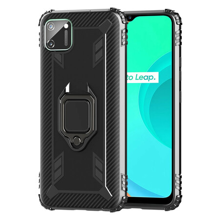 Hülle Realme C11 Ring und Kohlefaser