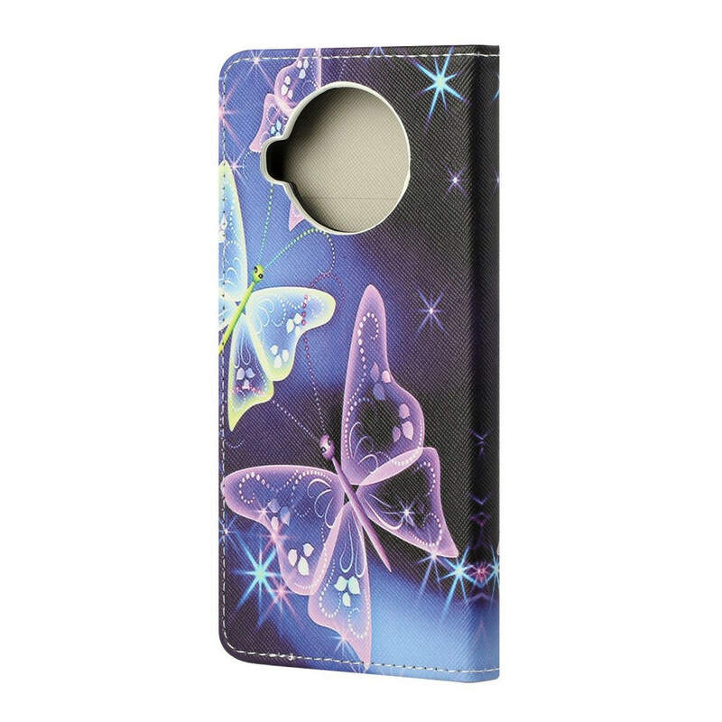 Xiaomi Mi 10T Lite Tasche Neon Schmetterlinge