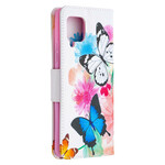 Hülle Samsung Galaxy A42 5G Gemalte Schmetterlinge und Blumen