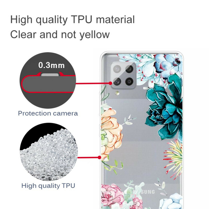Samsung Galaxy A42 5G Cover Transparent Aquarell Blumen