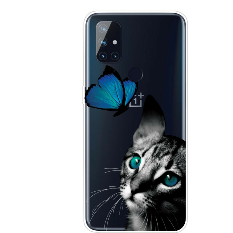 OnePlus Nord N10 Cover Katze und Schmetterling