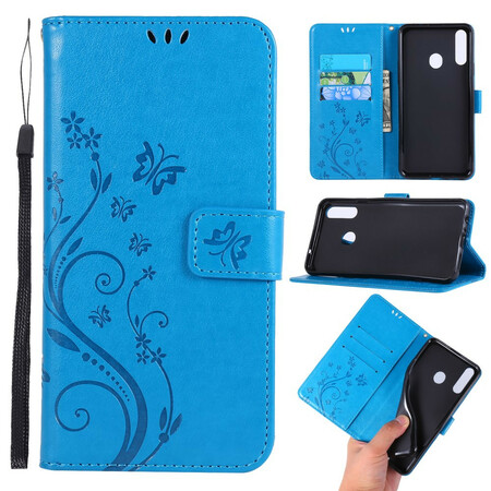 Samsung Galaxy A20s Hülle Schmetterlinge und Blumen