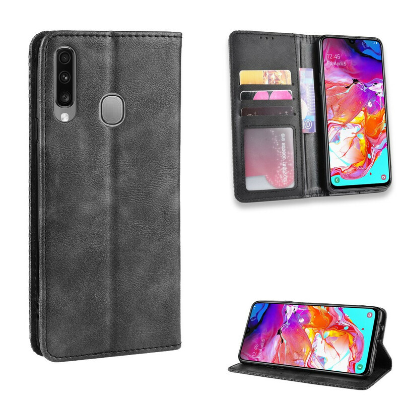 Flip Cover Samsung Galaxy A20s Vintage-Leder-Effekt Stilisiert