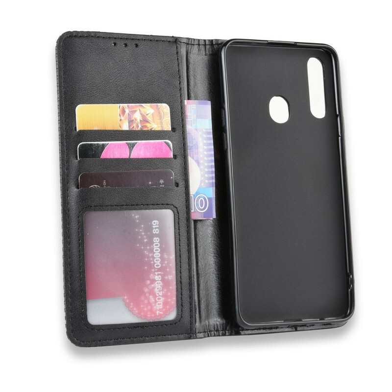 Flip Cover Samsung Galaxy A20s Vintage-Leder-Effekt Stilisiert