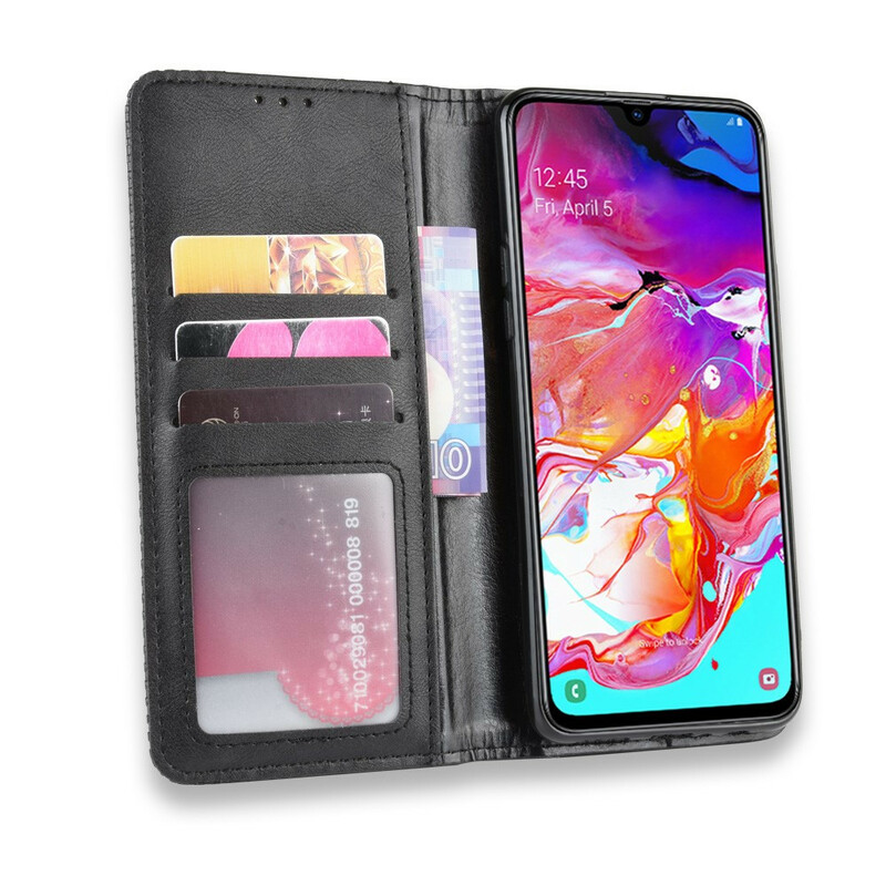 Flip Cover Samsung Galaxy A20s Vintage-Leder-Effekt Stilisiert