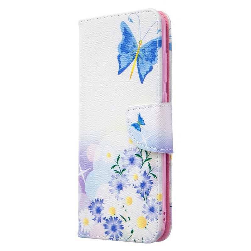 Samsung Galaxy M11 Hülle Gemalte Schmetterlinge und Blumen