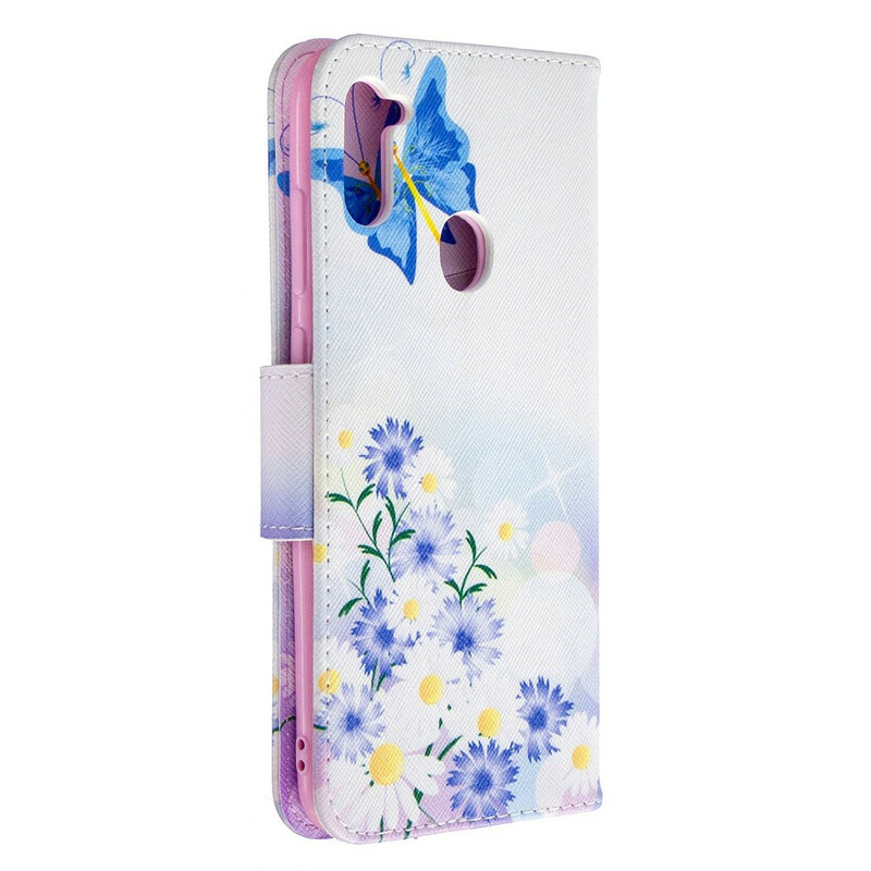 Samsung Galaxy M11 Hülle Gemalte Schmetterlinge und Blumen