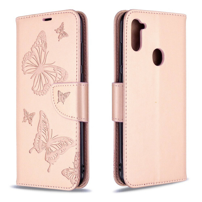 Samsung Galaxy M11 Tasche Die fliegenden Schmetterlinge mit Lanyard