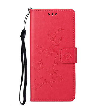 Honor 10X Lite Tasche Schmetterlinge Und Blumen Mit Riemen