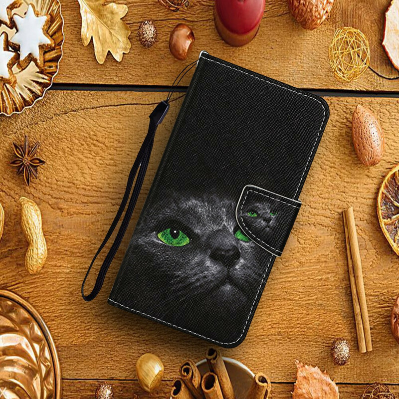 Huawei P Smart 2021 Grünäugige Katze Tasche mit Lanyard