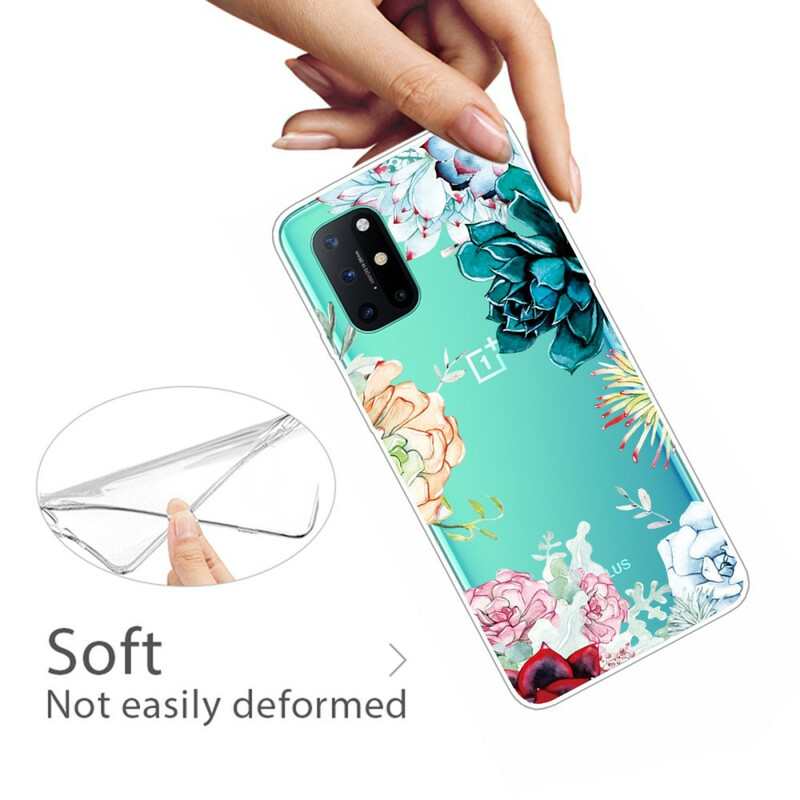 Transparentes OnePlus 8T Cover Aquarell Blumen