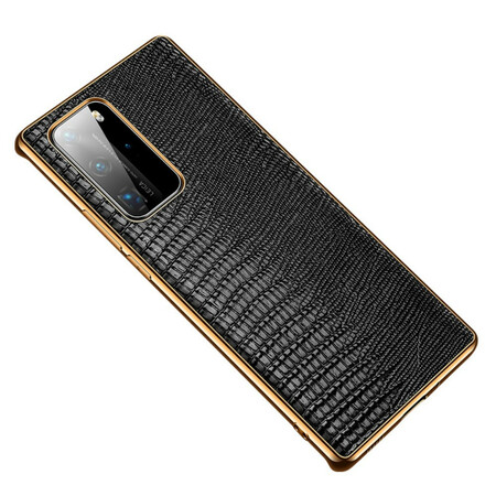 Huawei P40 Pro Cover Echtes Leder mit Eidechsenstruktur