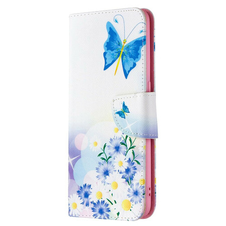 Hülle Oppo Find X2 Lite Gemalte Schmetterlinge und Blumen