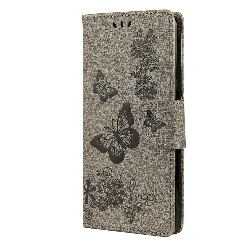 Oppo A53 / A53s Tasche Nur Schmetterlinge mit Lanyard