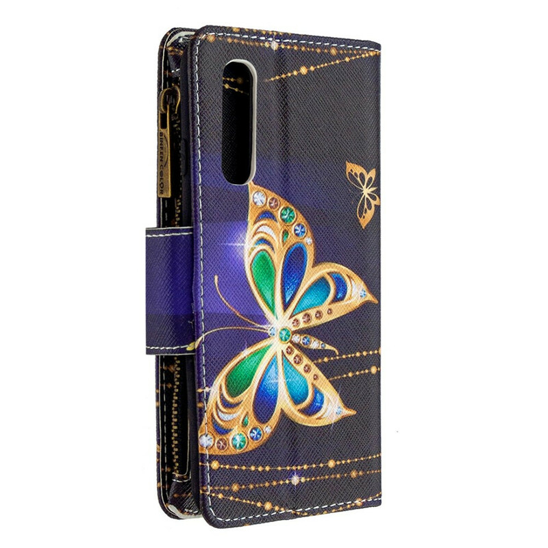 Oppo Find X2 Neo Tasche mit Reißverschluss Schmetterling Royal