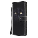 Samsung Galaxy A10 Katzenaugen Tasche Schwarz mit Riemen