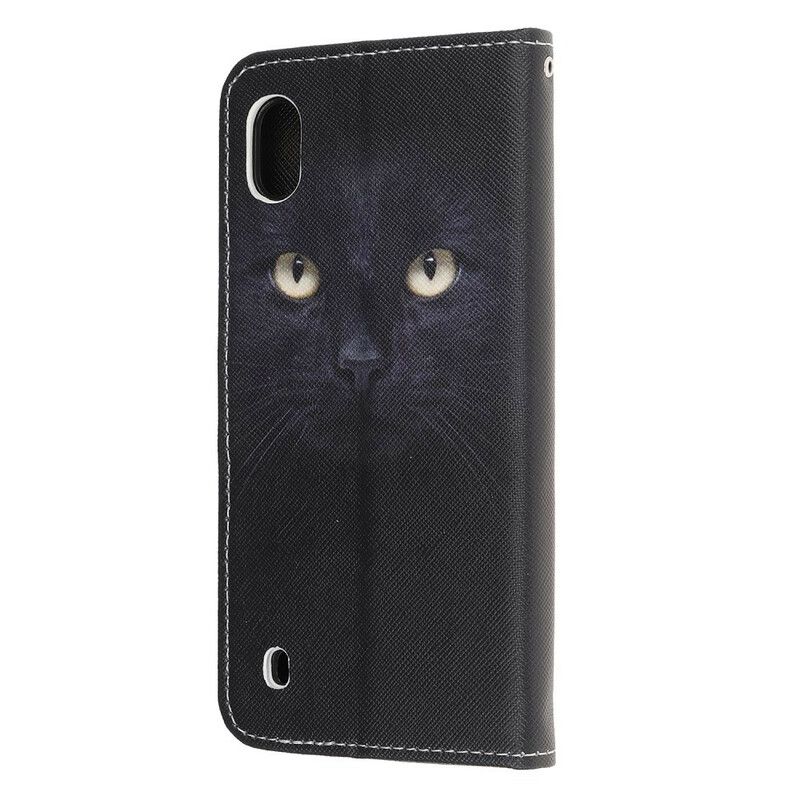 Samsung Galaxy A10 Katzenaugen Tasche Schwarz mit Lanyard