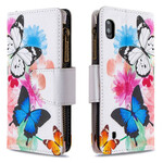 Samsung Galaxy A10 Tasche mit Reißverschluss Schmetterlinge