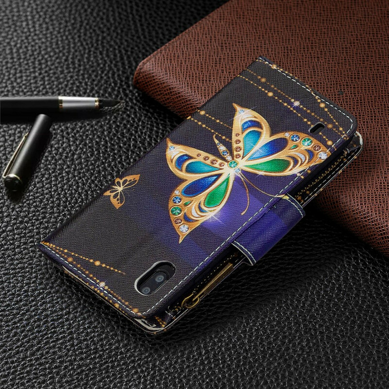Samsung Galaxy A10 Tasche mit Reißverschluss Schmetterling Royal