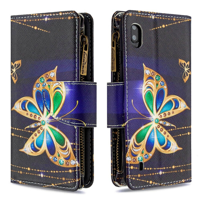 Samsung Galaxy A10 Tasche mit Reißverschluss Schmetterling Royal