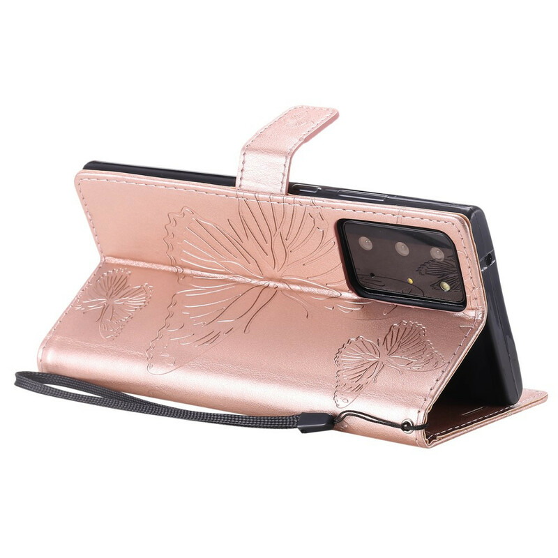 Samsung Galaxy Note 20 Ultra Riesige Schmetterlinge Tasche mit Riemen