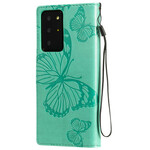 Samsung Galaxy Note 20 Ultra Riesige Schmetterlinge Tasche mit Riemen