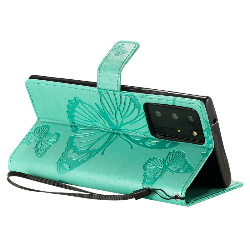 Samsung Galaxy Note 20 Ultra Riesige Schmetterlinge Tasche mit Riemen