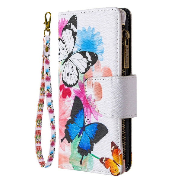 Samsung Galaxy A51 Tasche mit Reißverschluss Schmetterlinge