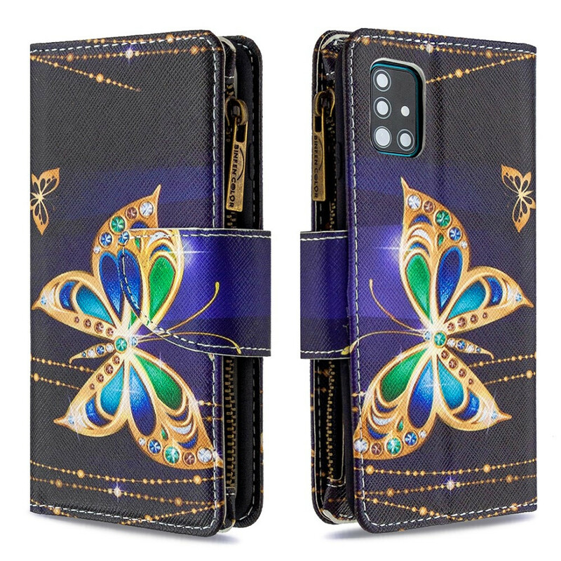 Samsung Galaxy A51 Tasche mit Reißverschluss Schmetterlinge