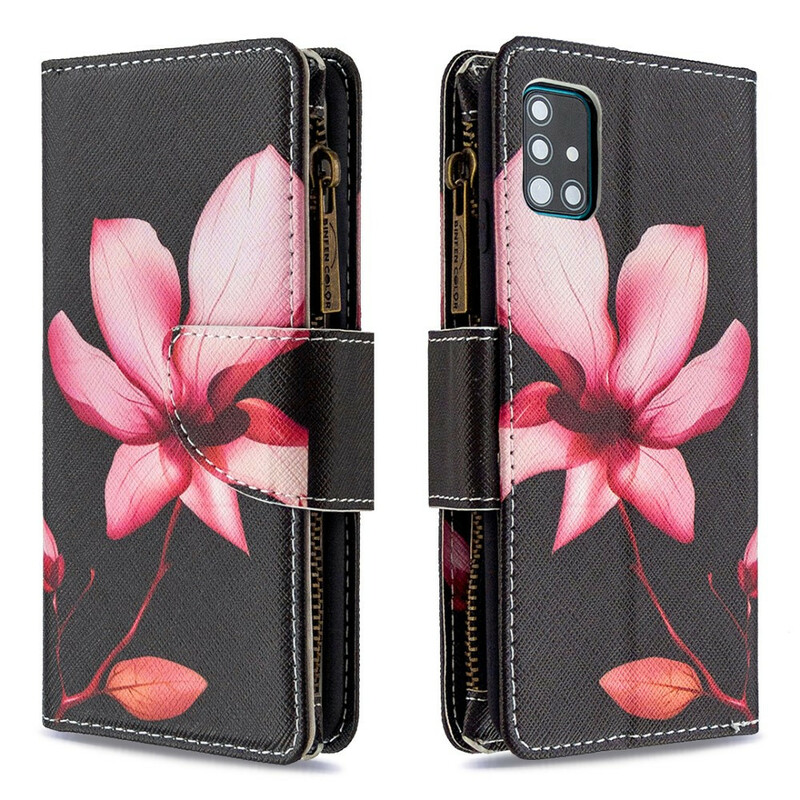Samsung Galaxy A51 Tasche mit Reißverschluss Blume