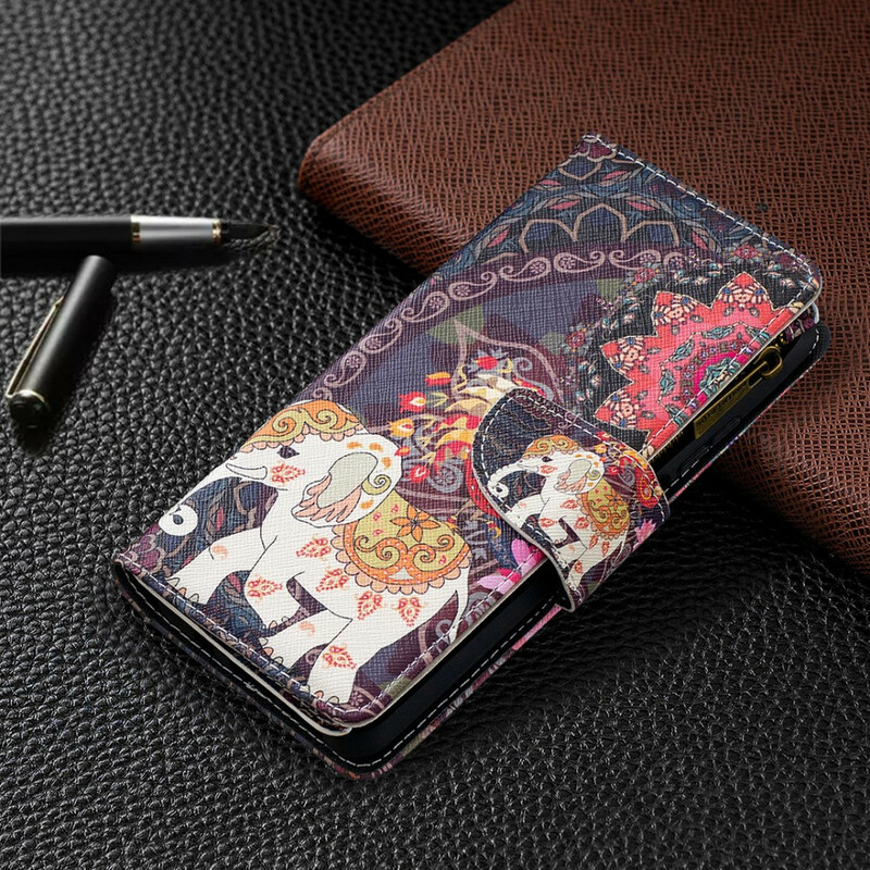 Xiaomi Mi 10T Lite 5G / Redmi Note 9 Pro 5G Tasche mit Reißverschluss Elefant