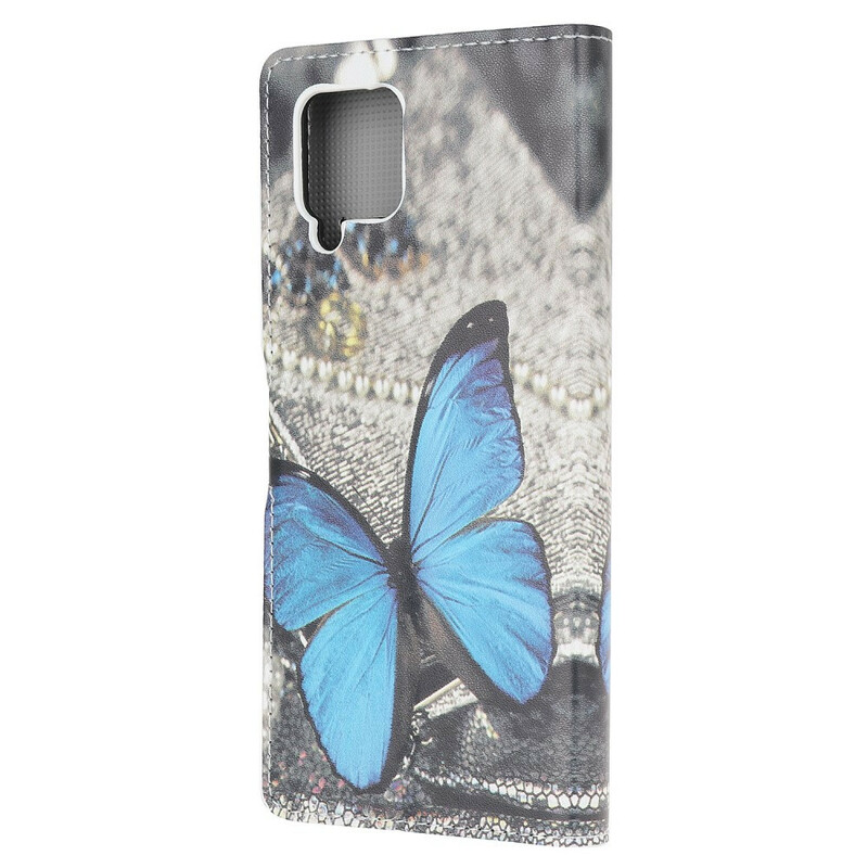 Samsung Galaxy A12 Schmetterling Tasche Royal