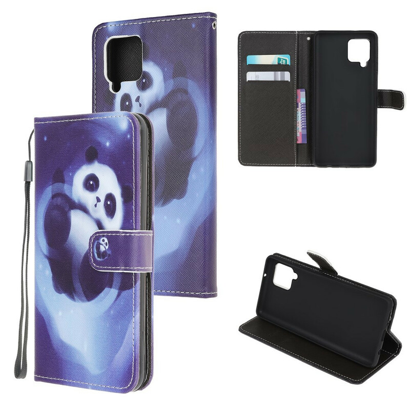 Samsung Galaxy A12 Panda Space Tasche mit Riemen
