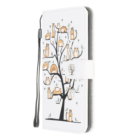 Samsung Galaxy A12 Funky Cats Tasche mit Trageriemen